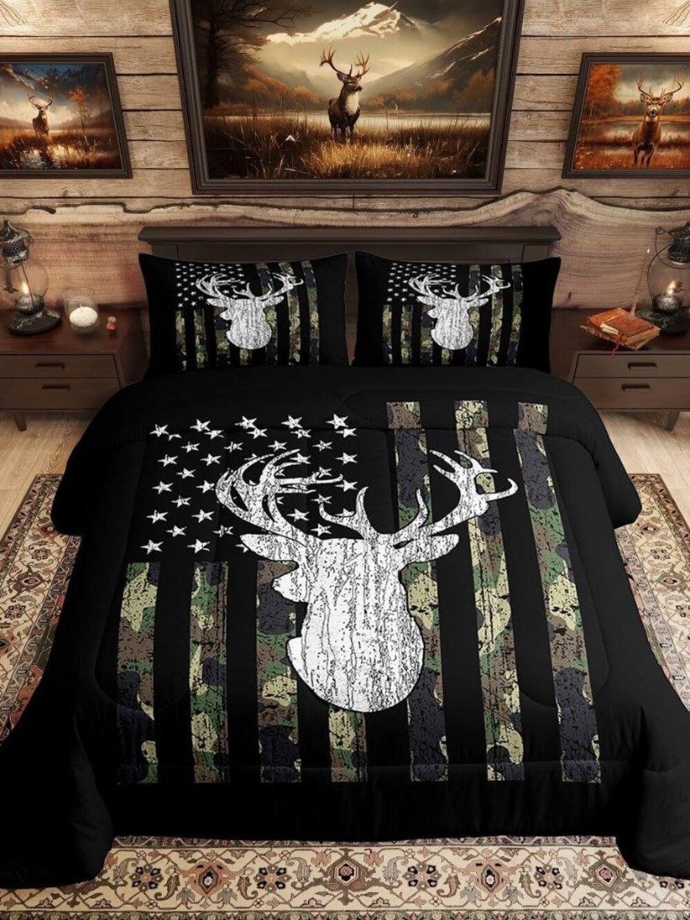 Deer Camo Comforter Set Queen Antlers Hunting Camo Bedding Sets For Teen Boys Me